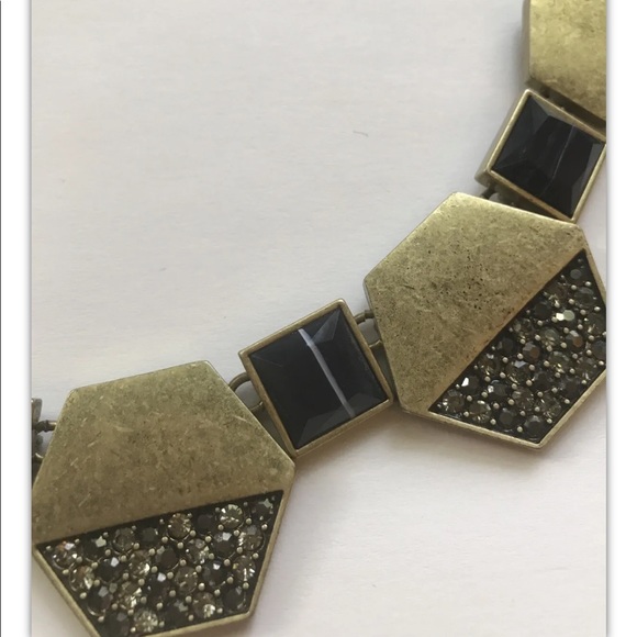 ANN TAYLOR LOFT Metallic Pave Hexagon Necklace - GOLD TONED - Picture 4 of 5